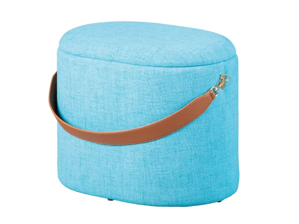 Dirax Fusshocker, Hocker mit Aufbewahrung blau und braun.
