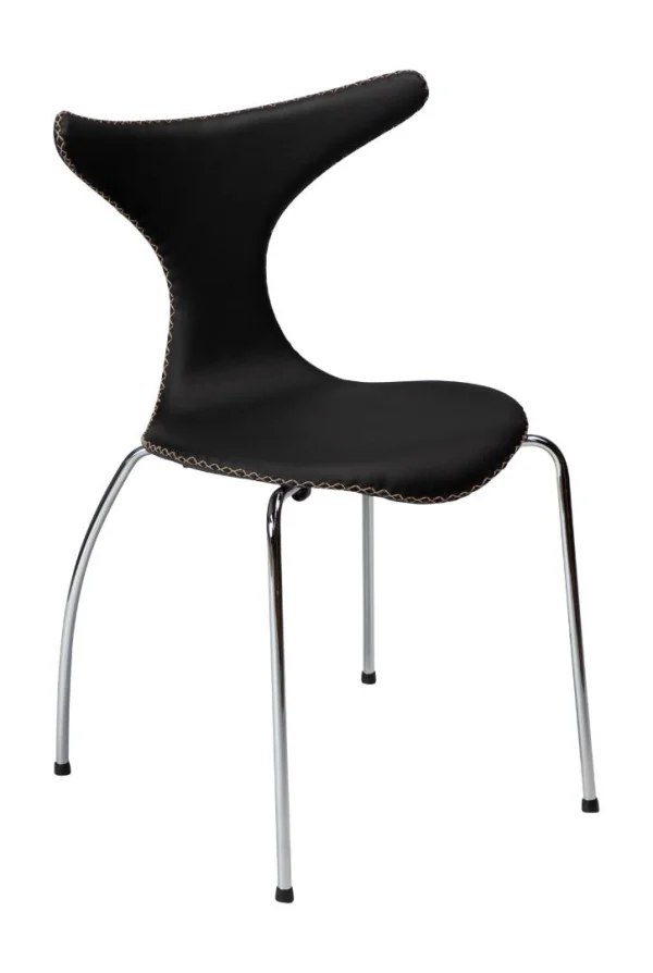 Dolphin Dan-Form Esszimmerstuhl Echtes Leder schwarz.
