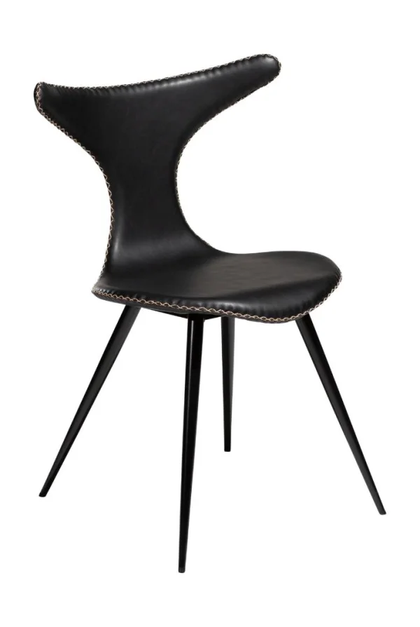 Dolphin Dan-Form Esszimmerstuhl PU-Kunstleder schwarz.