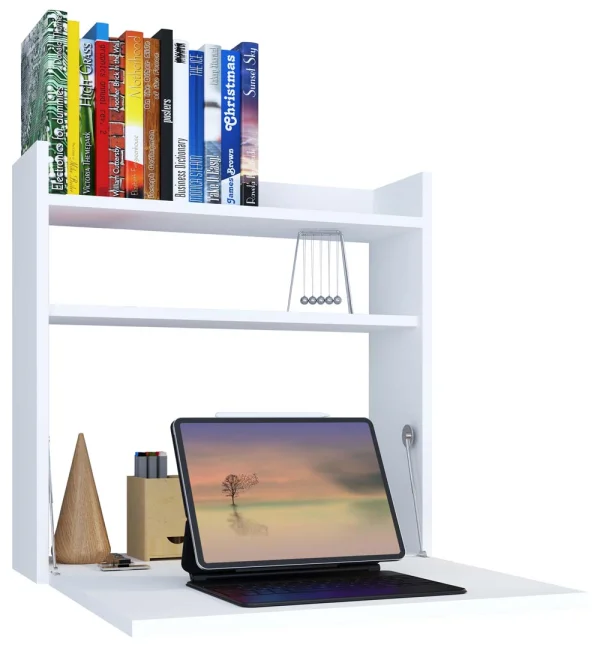 Dralis Schreibtisch Schreibtisch wandhängend 1 Klaptür 1 Ablage weiß.