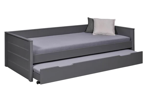 Dream Bett 90x200cm mit 1 ausziehbares Bett grau.