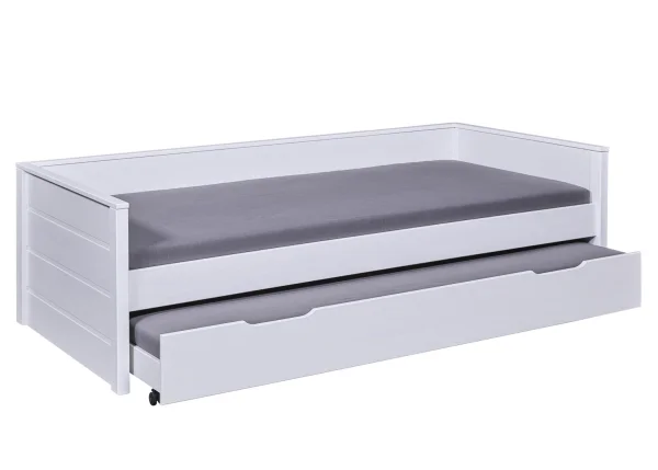 Dream Bett 90x200cm mit 1 ausziehbares Bett weiß.