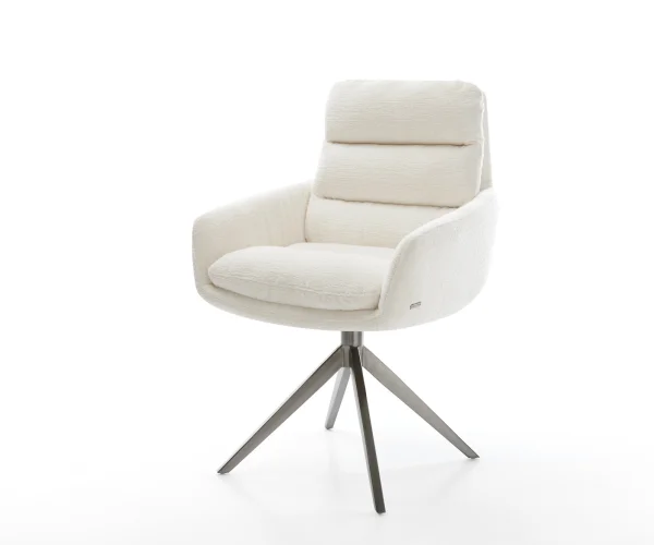 Drehstuhl Abelia-Flex mit Armlehnen Bouclé Soft Beige Kreuzgestell breit Graphit 360° drehbar Wippfunktion