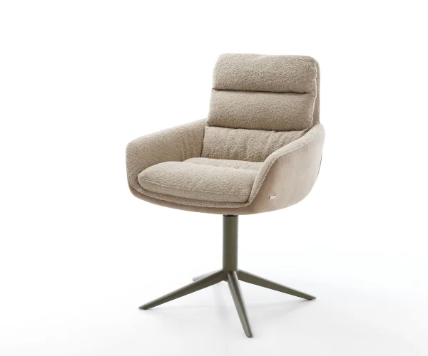 Drehstuhl Abelia-Flex mit Armlehnen Materialmix Schlamm Fußkreuz Effektfinish Titan 360° drehbar Wippfunktion