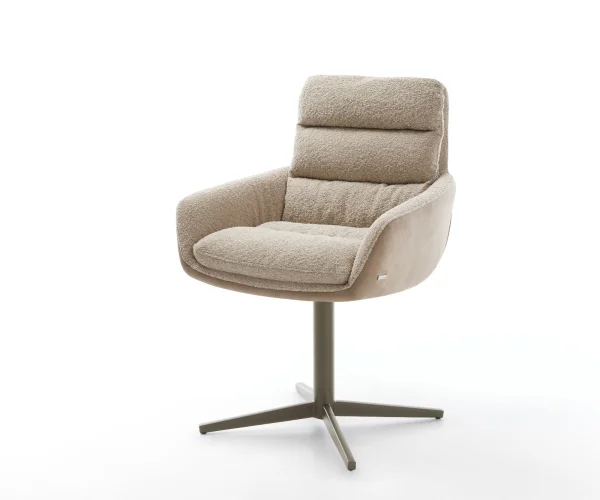 Drehstuhl Abelia-Flex mit Armlehnen Materialmix Schlamm Fußkreuz Effektfinish Titan 360° drehbar