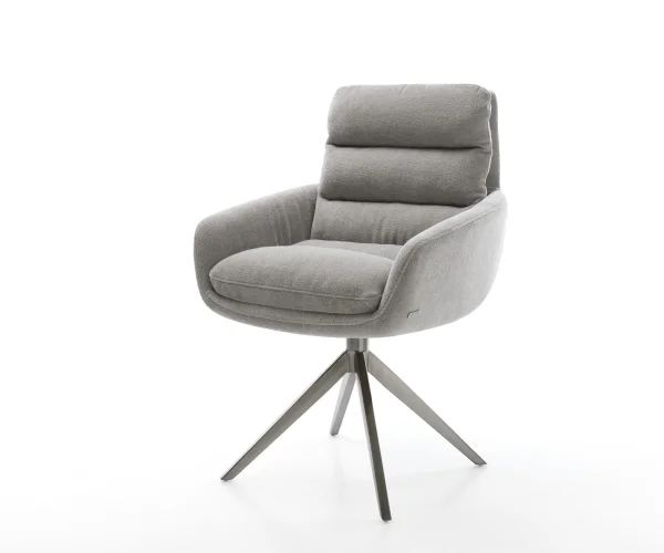 Drehstuhl Abelia-Flex mit Armlehnen Strukturstoff Soft Grau Kreuzgestell breit Graphit 360° drehbar Wippfunktion