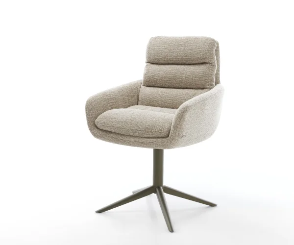 Drehstuhl Abelia-Flex mit Armlehnen Webstoff Soft Beige Fußkreuz Effektfinish Titan 360° drehbar Wippfunktion