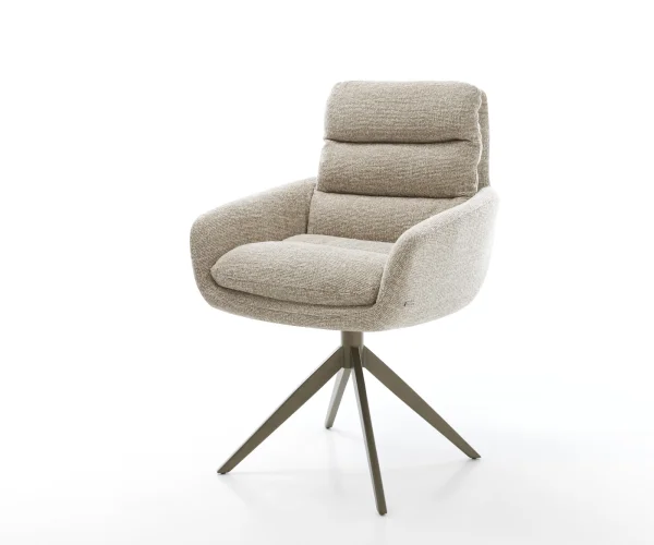 Drehstuhl Abelia-Flex mit Armlehnen Webstoff Soft Beige Kreuzgestell breit Effektfinish Titan 360° drehbar Wippfunktion