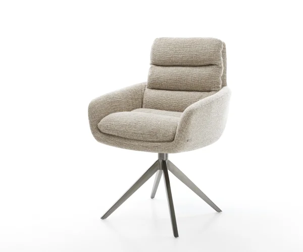 Drehstuhl Abelia-Flex mit Armlehnen Webstoff Soft Beige Kreuzgestell breit Graphit 360° drehbar Wippfunktion