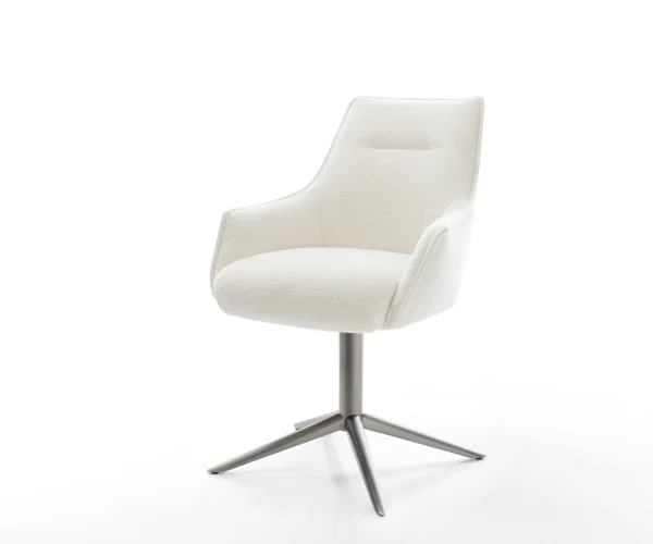 Drehstuhl Alja-Flex mit Armlehnen Bouclé Soft Beige Fußkreuz Graphit 360° drehbar Wippfunktion Taschenfederkern