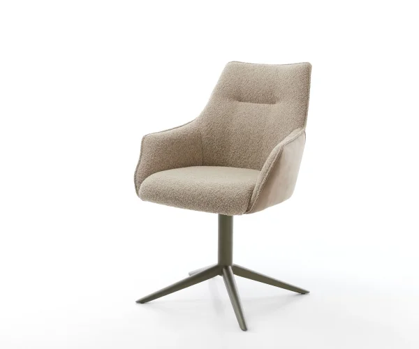 Drehstuhl Alja-Flex mit Armlehnen Materialmix Schlamm Fußkreuz Effektfinish Titan 360° drehbar Wippfunktion Taschenfederkern