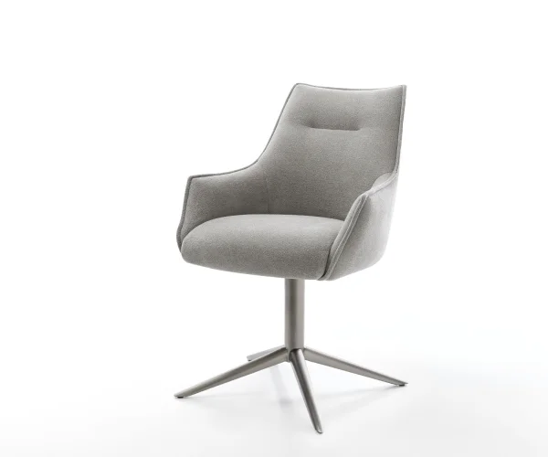 Drehstuhl Alja-Flex mit Armlehnen Strukturstoff Soft Grau Fußkreuz Graphit 360° drehbar Wippfunktion Taschenfederkern