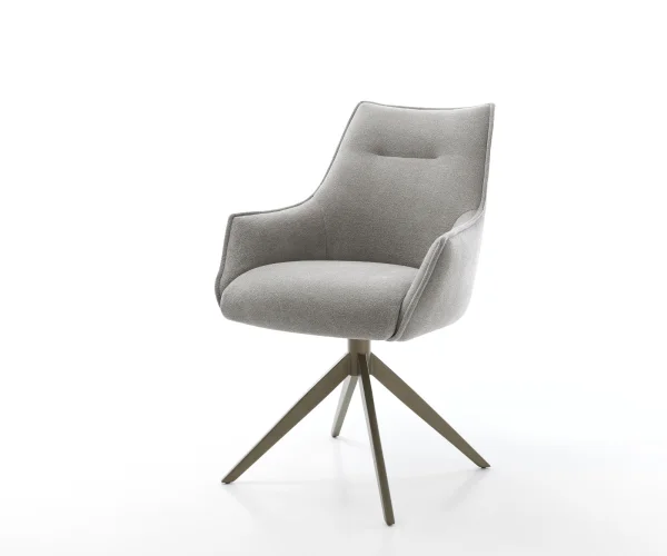 Drehstuhl Alja-Flex mit Armlehnen Strukturstoff Soft Grau Kreuzgestell breit Effektfinish Titan 360° drehbar Wippfunktion Taschenfederkern