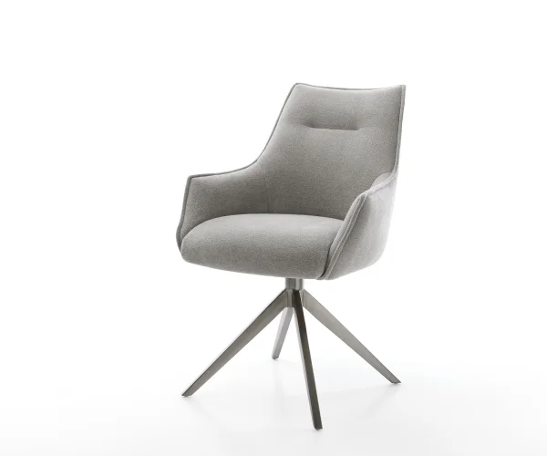 Drehstuhl Alja-Flex mit Armlehnen Strukturstoff Soft Grau Kreuzgestell breit Graphit 360° drehbar Wippfunktion Taschenfederkern