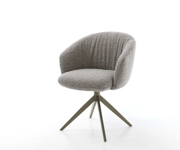 Drehstuhl Caja-Flex mit Armlehnen Bouclé Silbergrau Kreuzgestell breit Effektfinish Titan 360° drehbar Wippfunktion Taschenfederkern