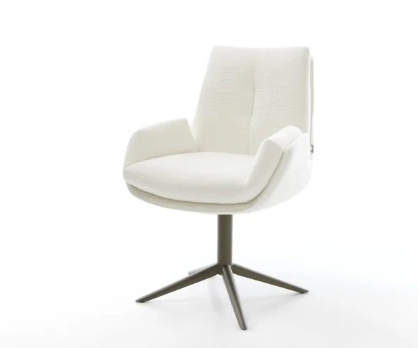 Drehstuhl Clea-Flex Bouclé Soft Beige Fußkreuz Effektfinish Titan 360° drehbar Wippfunktion