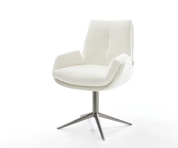 Drehstuhl Clea-Flex Bouclé Soft Beige Fußkreuz Graphit 360° drehbar Wippfunktion