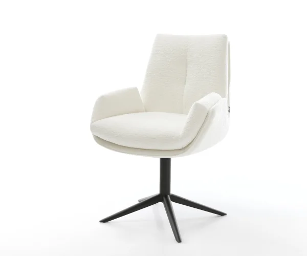 Drehstuhl Clea-Flex Bouclé Soft Beige Fußkreuz Schwarz 360° drehbar Wippfunktion