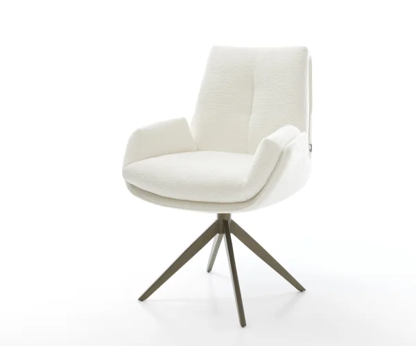 Drehstuhl Clea-Flex Bouclé Soft Beige Kreuzgestell breit Effektfinish Titan 360° drehbar Wippfunktion