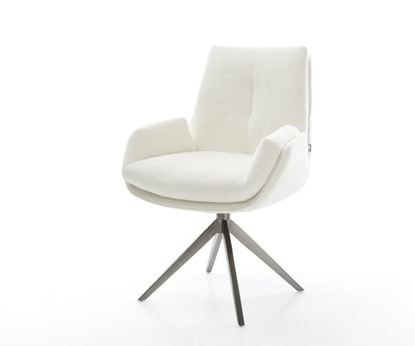 Drehstuhl Clea-Flex Bouclé Soft Beige Kreuzgestell breit Graphit 360° drehbar Wippfunktion