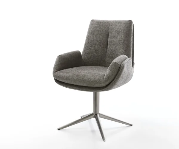 Drehstuhl Clea-Flex Bouclé Soft Schlamm Fußkreuz Graphit 360° drehbar Wippfunktion