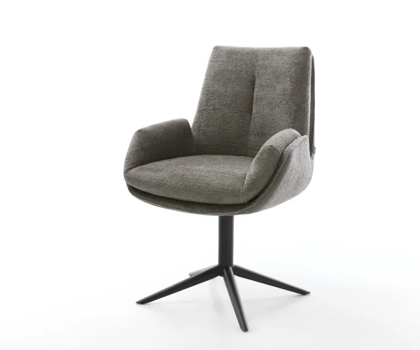 Drehstuhl Clea-Flex Bouclé Soft Schlamm Fußkreuz Schwarz 360° drehbar Wippfunktion