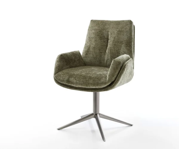 Drehstuhl Clea-Flex Chenille Olive Fußkreuz Graphit 360° drehbar Wippfunktion