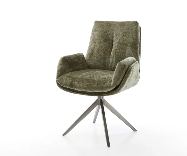 Drehstuhl Clea-Flex Chenille Olive Kreuzgestell breit Graphit 360° drehbar Wippfunktion