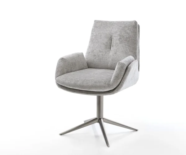 Drehstuhl Clea-Flex Chenille Silbergrau Fußkreuz Graphit 360° drehbar Wippfunktion
