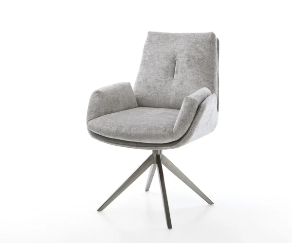 Drehstuhl Clea-Flex Chenille Silbergrau Kreuzgestell breit Graphit 360° drehbar Wippfunktion