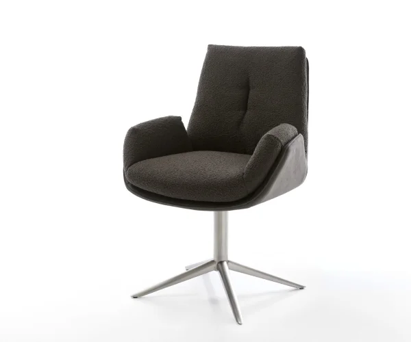 Drehstuhl Clea-Flex Materialmix Schwarz Fußkreuz Edelstahl 360° drehbar Wippfunktion