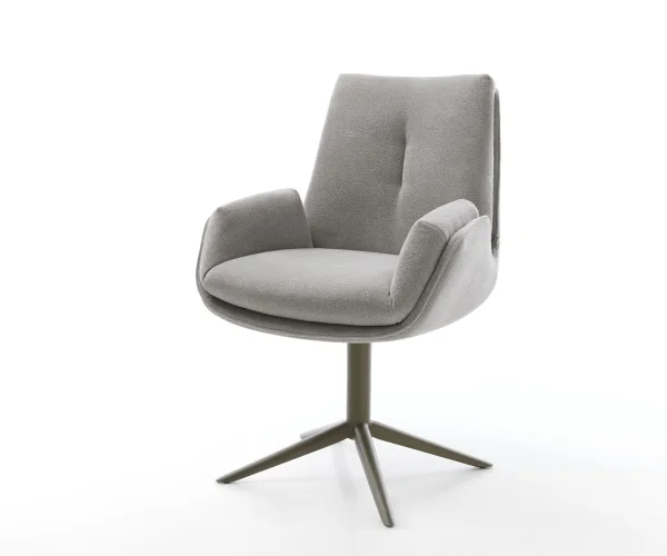 Drehstuhl Clea-Flex Strukturstoff Soft Grau Fußkreuz Effektfinish Titan 360° drehbar Wippfunktion