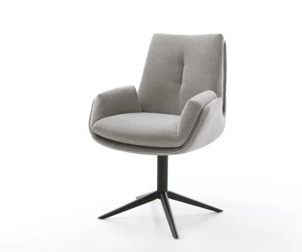 Drehstuhl Clea-Flex Strukturstoff Soft Grau Fußkreuz Schwarz 360° drehbar Wippfunktion