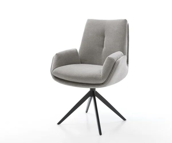 Drehstuhl Clea-Flex Strukturstoff Soft Grau Kreuzgestell breit Schwarz 360° drehbar Wippfunktion