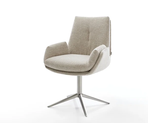 Drehstuhl Clea-Flex Webstoff Soft Beige Fußkreuz Edelstahl 360° drehbar Wippfunktion