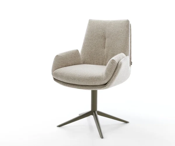 Drehstuhl Clea-Flex Webstoff Soft Beige Fußkreuz Effektfinish Titan 360° drehbar Wippfunktion