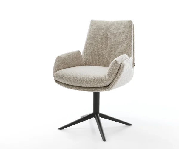 Drehstuhl Clea-Flex Webstoff Soft Beige Fußkreuz Schwarz 360° drehbar Wippfunktion