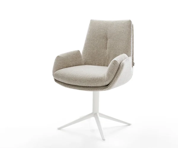 Drehstuhl Clea-Flex Webstoff Soft Beige Fußkreuz Weiß 360° drehbar Wippfunktion