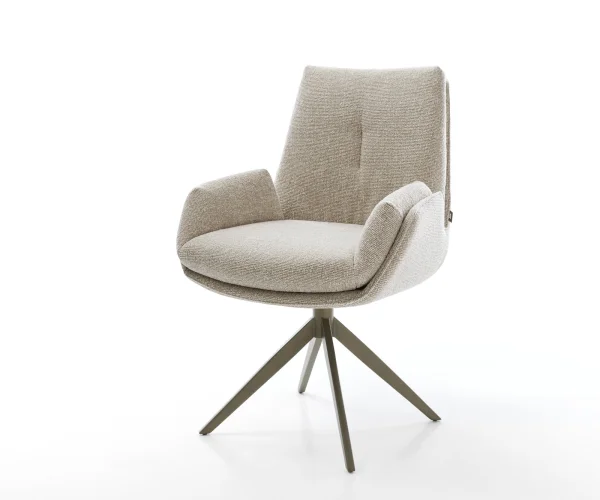 Drehstuhl Clea-Flex Webstoff Soft Beige Kreuzgestell breit Effektfinish Titan 360° drehbar Wippfunktion