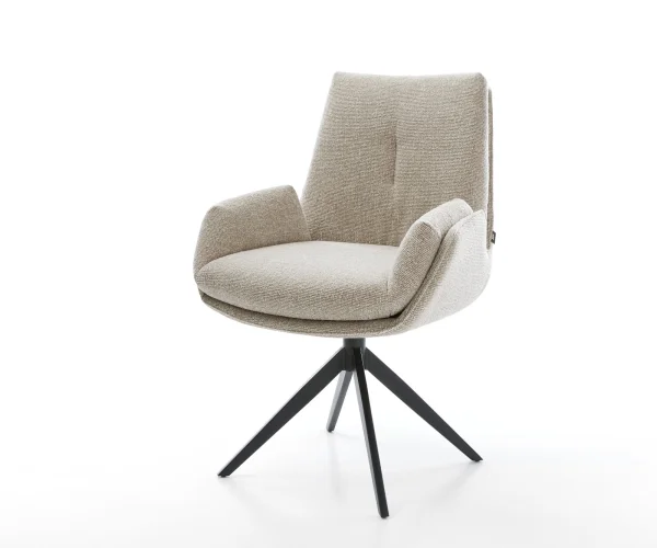Drehstuhl Clea-Flex Webstoff Soft Beige Kreuzgestell breit Schwarz 360° drehbar Wippfunktion