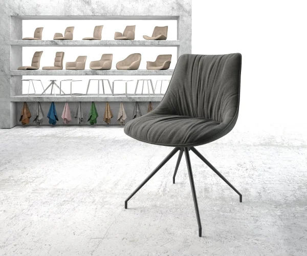 Drehstuhl Elda-Flex Strukturstoff Anthrazit Kreuzgestell konisch Schwarz 180° drehbar