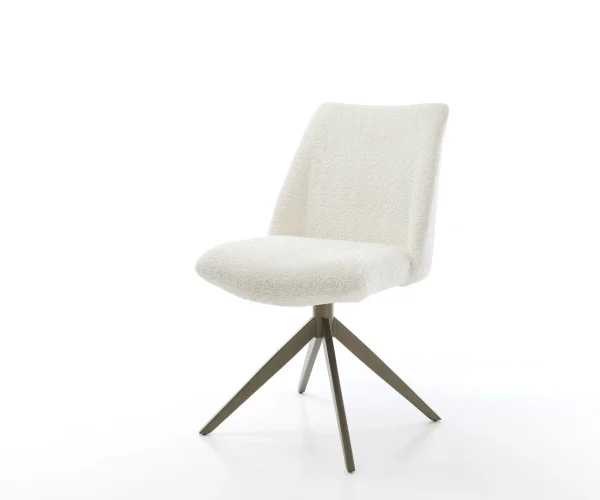 Drehstuhl Elso-Flex Bouclé Weiß Kreuzgestell breit Effektfinish Titan 360° drehbar Wippfunktion Taschenfederkern