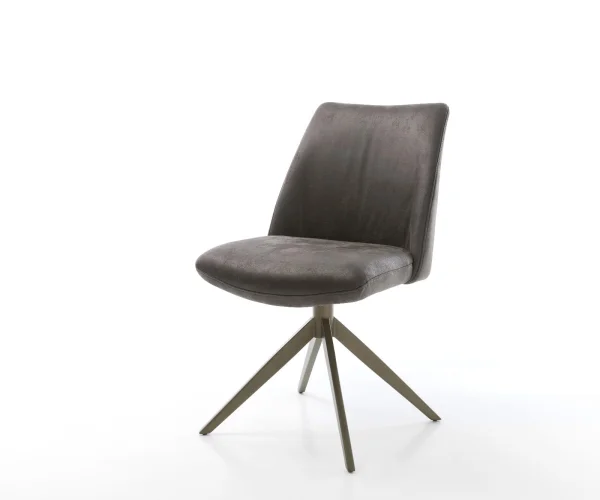 Drehstuhl Elso-Flex Mikrofaser Anthrazit Vintage Kreuzgestell breit Effektfinish Titan 360° drehbar Wippfunktion Taschenfederkern