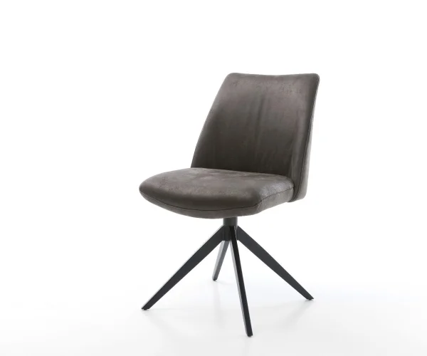 Drehstuhl Elso-Flex Mikrofaser Anthrazit Vintage Kreuzgestell breit Schwarz 360° drehbar Wippfunktion Taschenfederkern