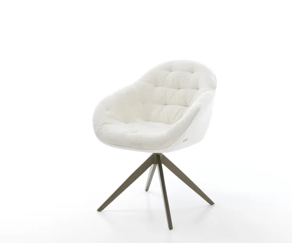 Drehstuhl Gaio-Flex Bouclé Soft Beige Kreuzgestell breit Effektfinish Titan 360° drehbar Wippfunktion