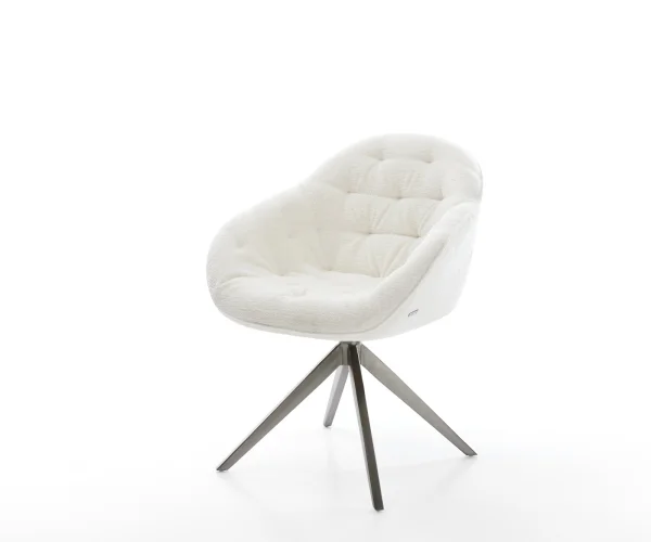 Drehstuhl Gaio-Flex Bouclé Soft Beige Kreuzgestell breit Graphit 360° drehbar Wippfunktion