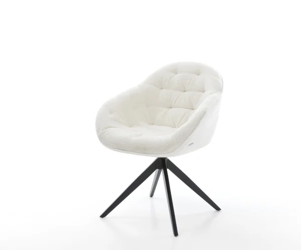 Drehstuhl Gaio-Flex Bouclé Soft Beige Kreuzgestell breit Schwarz 360° drehbar Wippfunktion