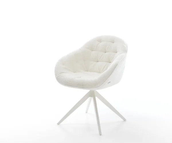 Drehstuhl Gaio-Flex Bouclé Soft Beige Kreuzgestell breit Weiß 360° drehbar Wippfunktion