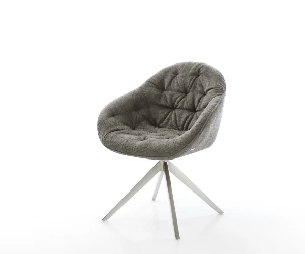 Drehstuhl Gaio-Flex Bouclé Soft Schlamm Kreuzgestell breit Edelstahl 360° drehbar Wippfunktion