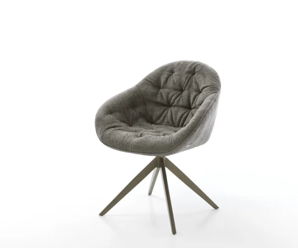Drehstuhl Gaio-Flex Bouclé Soft Schlamm Kreuzgestell breit Effektfinish Titan 360° drehbar Wippfunktion